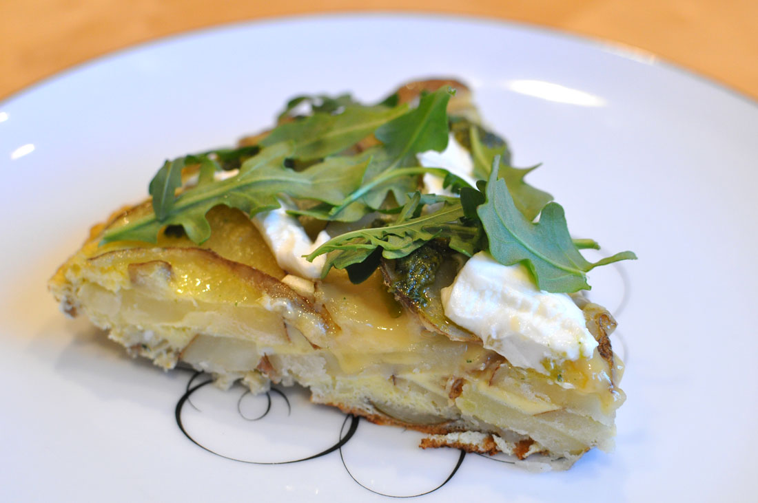 Spanish Frittata with Goat Cheese and Pesto